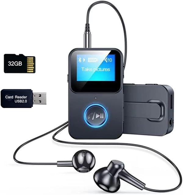 32GB MP3 Player with Clip, Portable Music Player with FM Radio, CVC Noise Canceling Digital Audio Player, Camera Control for Work/Sport/Travel, Supports Up to 128GB