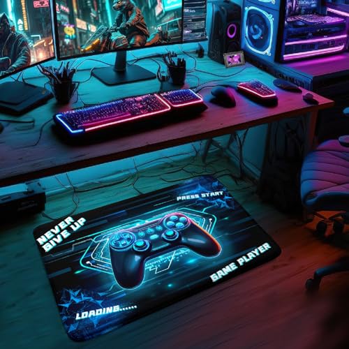 Gaming Rug for Kids Bedroom Living Room Gamepad Gamer Rugs for Bedroom Boys Teens Playroom Blue Doormat Floor Mats Video Game Player Carpets for Room Playroom Game Decor, 2'x3'