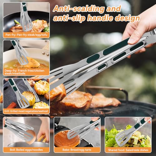 Huucozn 2 Stück BBQ Grillschalen aus Edelstahl mit 1 Grillzange, 34.9 x 24.5 x 2.7 cm Edelstahl Grillkorb Wiederverwendbare Grillschale Grillschale Gemüsekorb Grillpfanne Grillblech für Alle Gasgrill