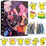 Album Carte Compatible avec Pokemon Livre Carte Albums de Cartes à Collectionner A5Classeur Cartes con 10 Autocollants de Dessins Animés Gratuits 30 Pages et Peut Contenir Jusqu'à 240 Cartes