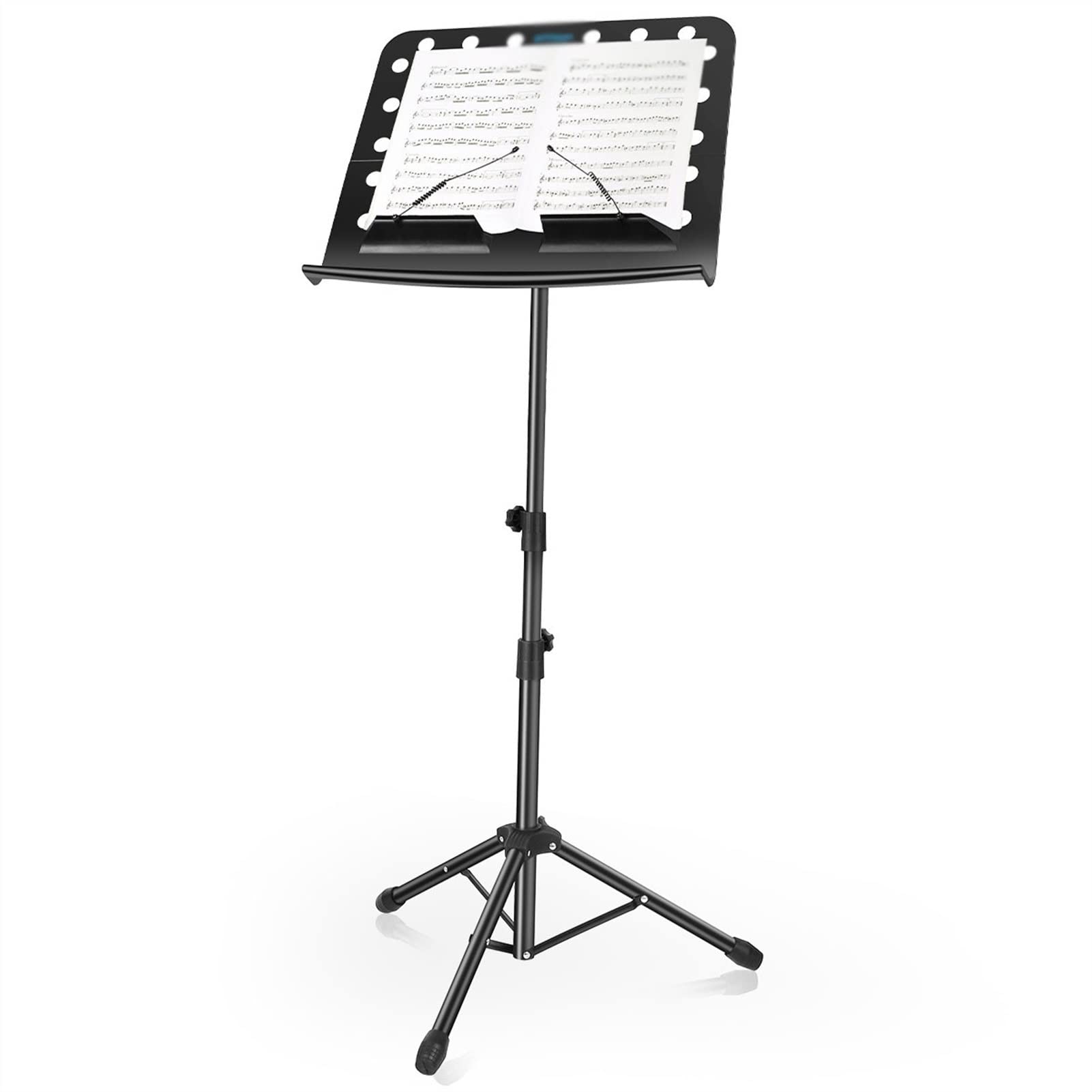 Music Stand Musica Stand Pieghevole Pieghevole Musica Treppiede Stand Supporto in lega di alluminio Supporto for supporto Altezza regolabile con borse da trasporto strumento musicale Music Shelf /Shee