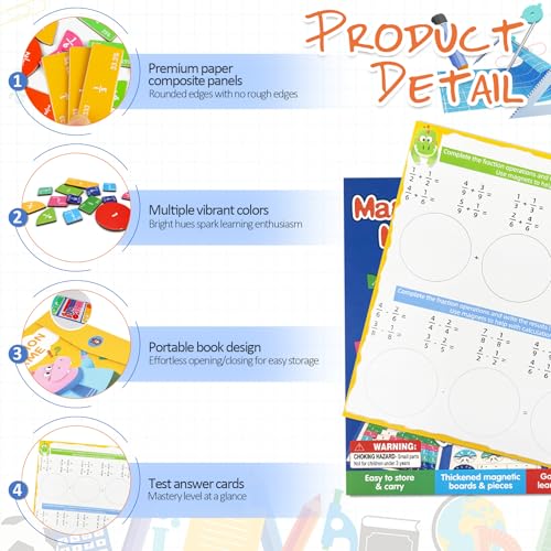 TZEKING Mathematik Ressourcen,Magnetische Bruchrechnen Material,Bruchrechnen Demonstrator Set Magnetisch,Magnetische Bruchfliesen und Bruchkreise für 3+ Kinder,Mathe Grundschule Material