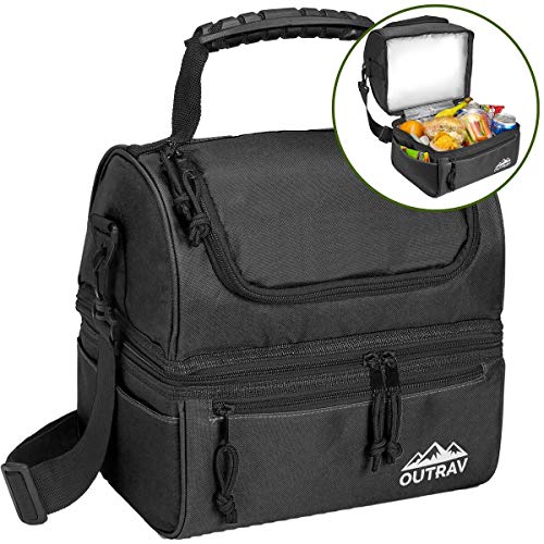 Black Padded Insulated Lunch Bag Cooler – Soft Collapsible Leak Proof Tote For