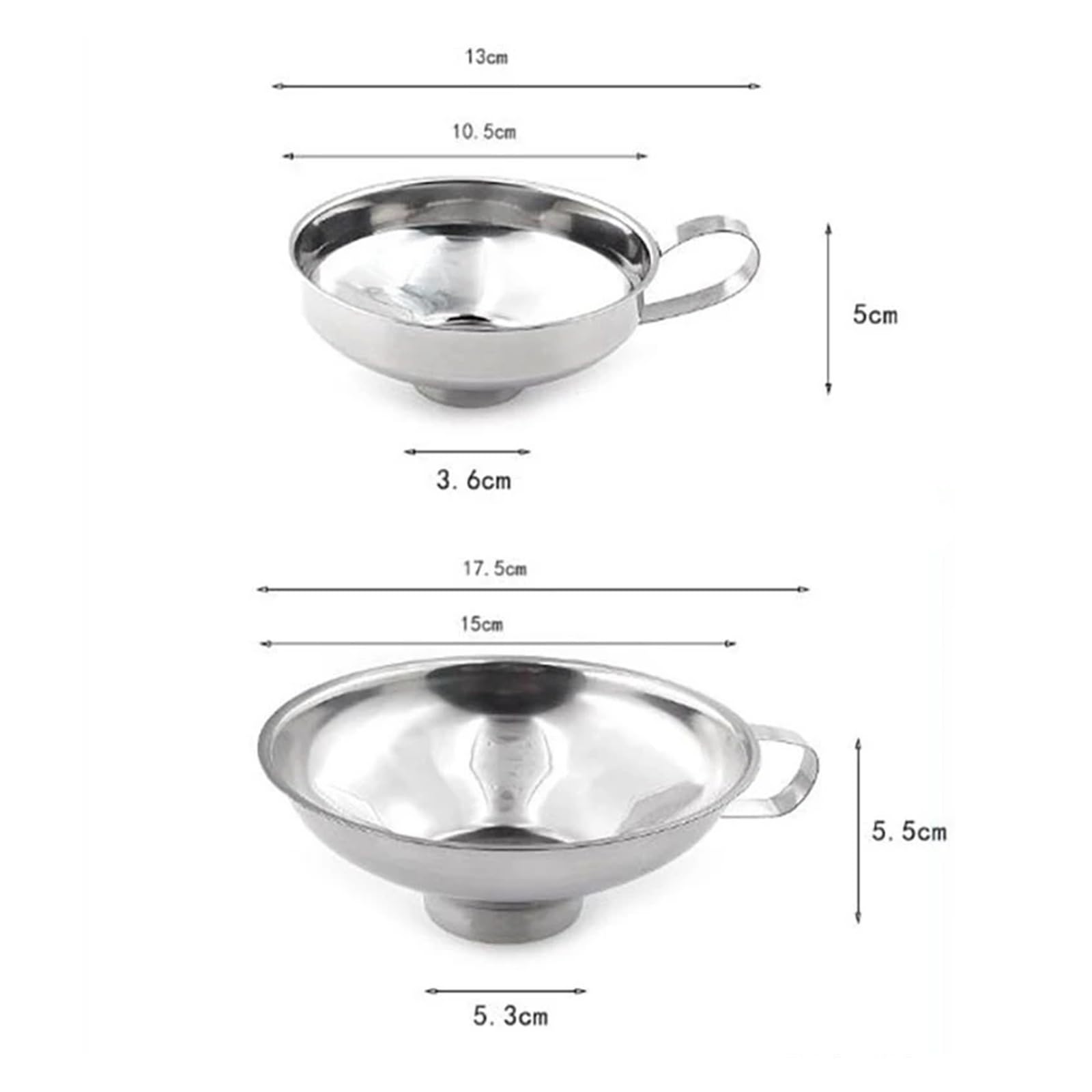 Embudos de Cocina, embudos pequeños de Metal, embudos de Acero Inoxidable for enlatar, embudos de Boca Ancha for enlatar, Filtro de tolva, Tapa de Boca Ancha for Aceite, Vino y Cocina.(S)