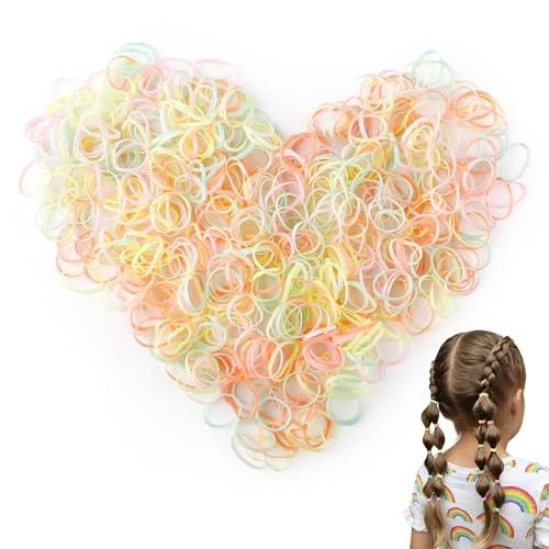500 Pcs ice cream colors Thin Hair Elastics Small Elastic Bands for Girls Hair Mini Rubber Bands for Kids Braids & Wedding Hairstyles Strong Hold Hair Bands