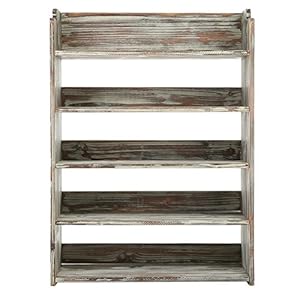 MyGift 5 Tier Rustic Torched Wood Entryway Shoe Rack Storage Shelves, Closet Organizer Shelf MyGift 5 Tier Rustic Torched Wood Entryway Shoe Rack Storage Shelves Closet Organizer Shelf