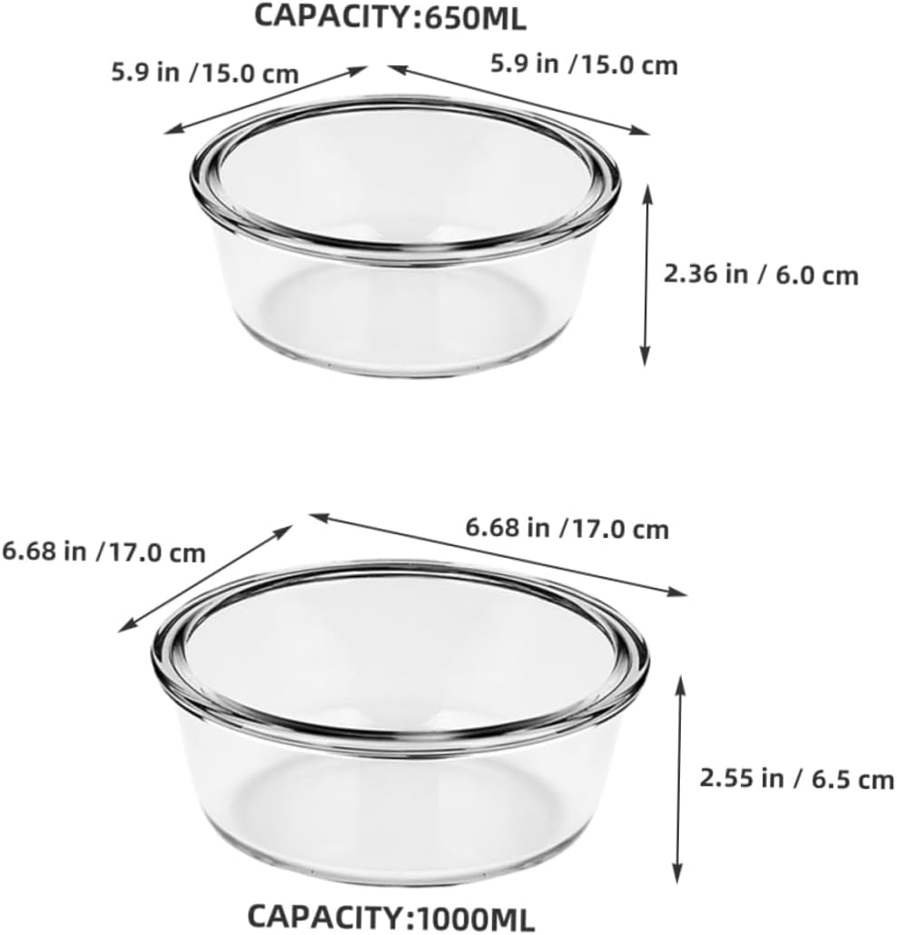 2pcs Glass Baking Bowl Kitchen Mixing Bowls for Prepping Serving for Salads Desserts More