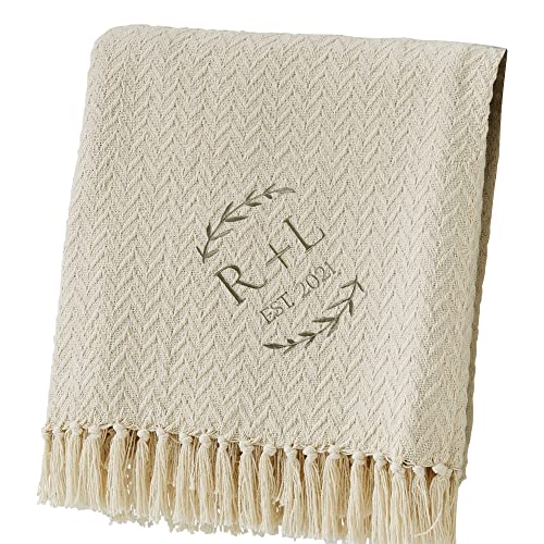 Personalization Universe Their Initials Wedding Embroidered Afghan