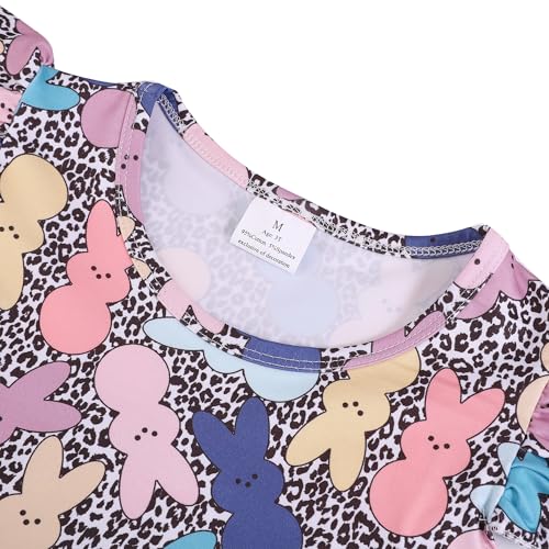 Image of nebljgo Toddler Girl Bunny Clothing Sets Spring Summer T-Shirt Leggings Pants Outfit 3-8Y