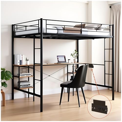 Opiniones de Litera Matrimonial E Individual Coppel - los más vendidos. 42 FABATO Litera Base Cama Matrimonial Loft con Escritorio Abajo - Estación de Carga Movible - Repisas para Almacenamiento - Litera Metal Reforzado - Ideal para Muebles para Recamara...