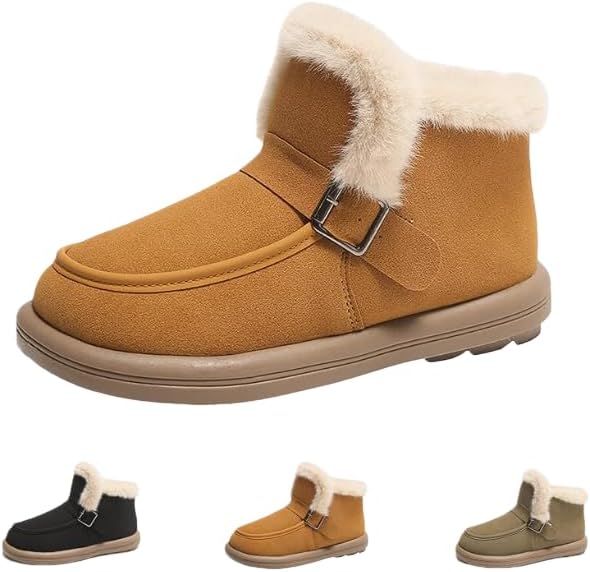 Womens Moccasin Snow Boots Warm Winter Boots Ankle Boots for Women Outdoor Fur Lined Womens Shoes Slippers