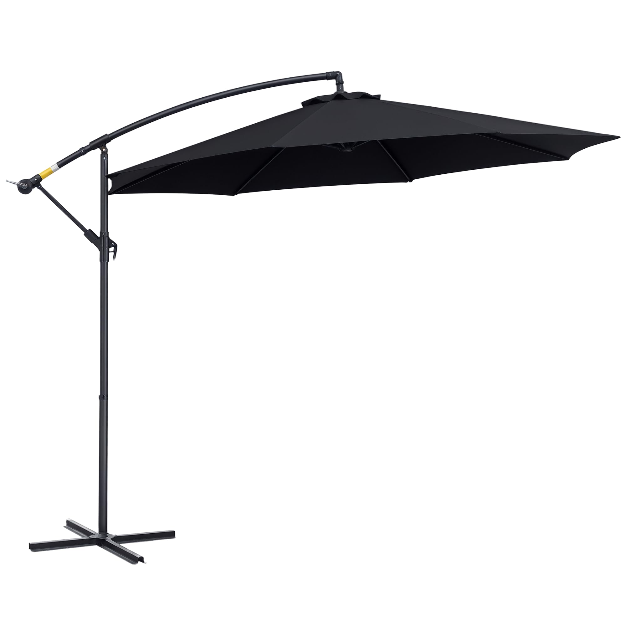 Outsunny 3(m) Garden Cantilever Parasol Patio Banana Hanging Umbrella Sun Shade with Crank and Tilt, 8 Ribs and Cross Base