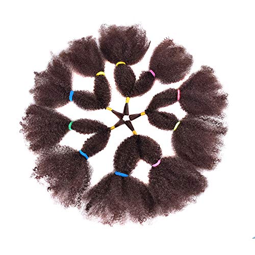 5 Bundles #4 Brown Afro Kinky Bulk Crochet Hair Bulk Kanekalon Braiding Hair Extensions Afro Kinky Curly Twists Synthetic Soft Hair Extensions 5 Bundles, 4 Light Brown)