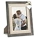 Afuly Distressed Wood Picture Frame 5x7 with Wooden White Heart Rustic Love Photo Frames Burlap Unique for Grandma Wedding Gifts