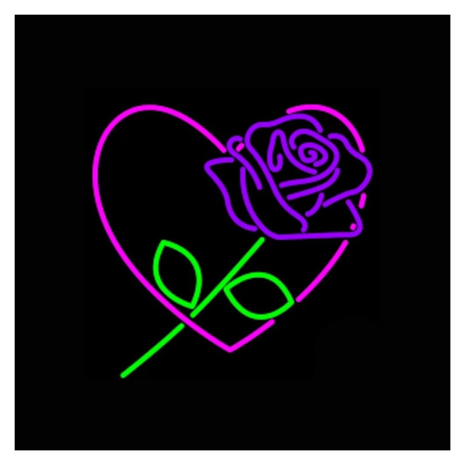 néon signe Enseigne Lumineuse En Forme De Cœur Avec Fleur Rose Intensité Variable Pour Magasin Chambre, Mariage, Hôtel, Bar, Pub, Décoration Murale 35cmx35cm