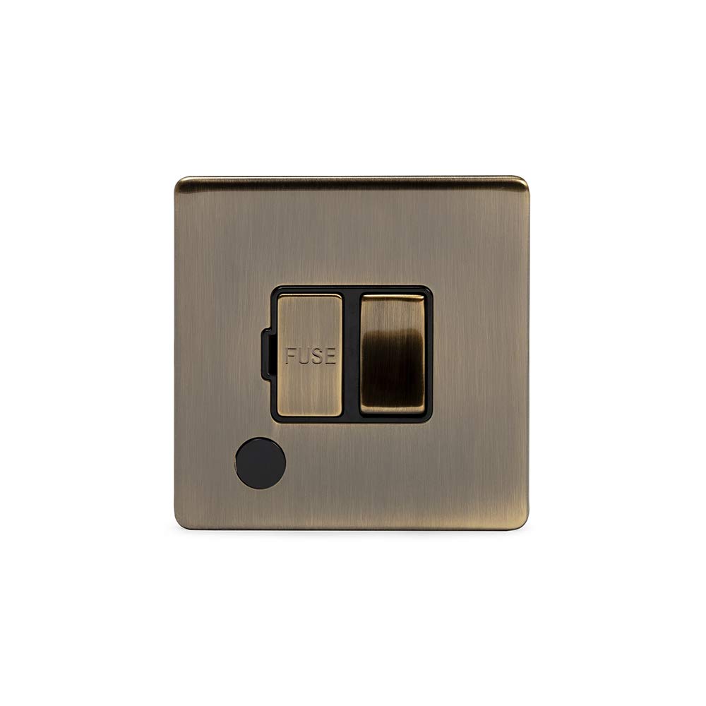 Soho Lighting Antique Brass 13A Switched Fuse Connection Unit Flex Outlet Blk Ins Screwless
