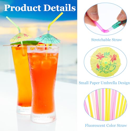 500 pitillos con sombrilla para fiesta tropical miniatura 3