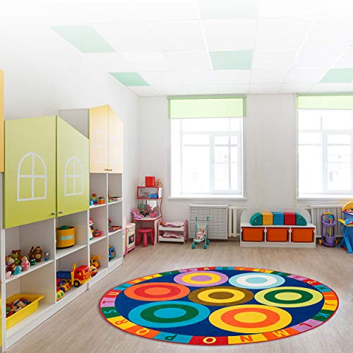 Booooom Jackson Round Classroom Rug Round Kid Classroom Seating Carpet School Rug For Classroom Elementary Circle Time Rug,6'5 X6'5 (7Seats) #TOP6