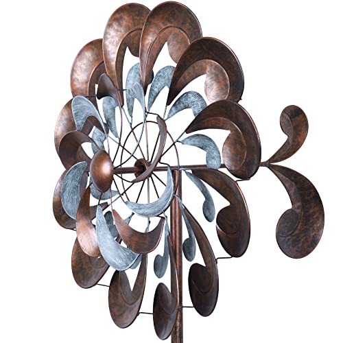 Pure Echo Garden Wind Spinner,Flower Wind Spinner,Outdoor Metal Wind Sculpture & Spinner Large 23 Inch Dia 84 Inch Height Kinetic Windmill Catchers For Garden Yard #TOP3