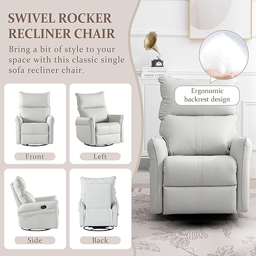 Swivel-Rocker-Recliner-Chair-Upholstered-360-Fabric-Leather-Glider-Rocker-Chair-for-Nursery-Manual-Small-Recliners-for-Small-Spaces-Living-Room-Weight-Capacity-300lbs Swivel Rocker Recliner Chair Upholstered 360 Fabric Leather Glider Rocker Chair for Nursery Manual Small Recliners for Small Spaces Living Room Weight Capacity 300lbs