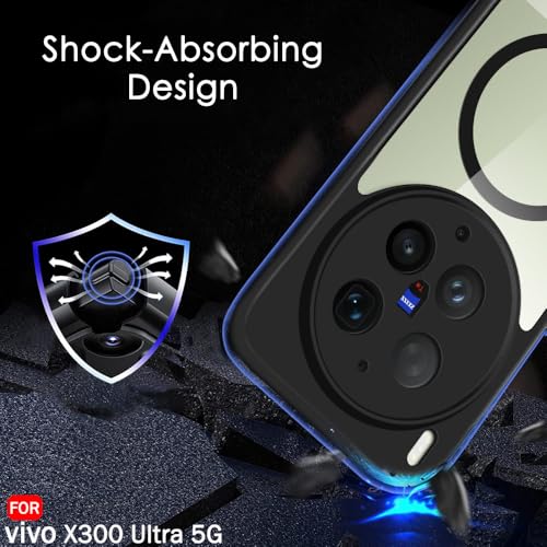 Image of TheGiftKart Hybrid Shockproof Back Cover Case for Vivo X300 Ultra 5G Compatible with MagSafe | Hard Back Cover for Vivo X300 Ultra 5G (PC & TPU, Transparent Clear Back, Black Sides)