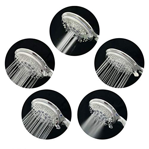 Chrider Handheld Shower Head with Hose High Pressure 5 Spray Settings Massage Spa Detachable Hand Held Showerhead Chrome Face with 60" Hose and Adjustable Bracket - Thumbnail 2