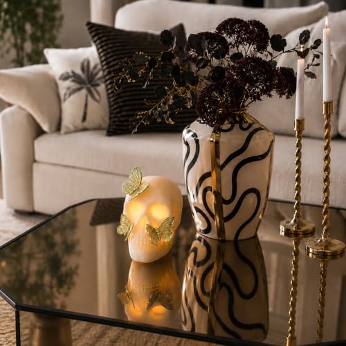 LFLKPY Halloween Skull Decor with LED Glow, Gothic Resin Skull Statue - image 5