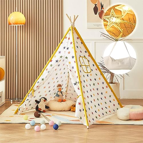 PATPAT® Foldable Tent House for Kids Tent House for Girls with Lights & Storage Bag, Teepee Tent house for Girls Boys, Play House for Kids Ideal Gift, Doll House for Girls Baby Tent House (Star Print)