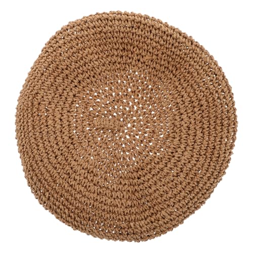 Ipetboom Unique Straw Beret for Women Fashion Hat Beret Cap Soft Material for Occasions Khaki