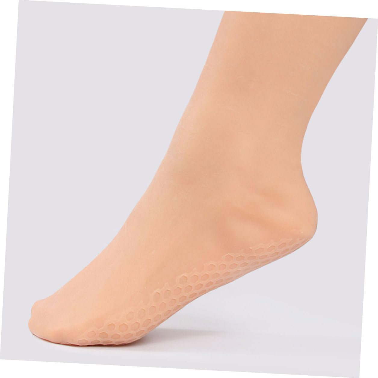 Ipetboom Moisturizing Foot Socks for Cracked Feet, 1 Pair Honeycomb Cushion Gel Socks, Skin Color Size L for Dry Heel Care and Overnight Hydration