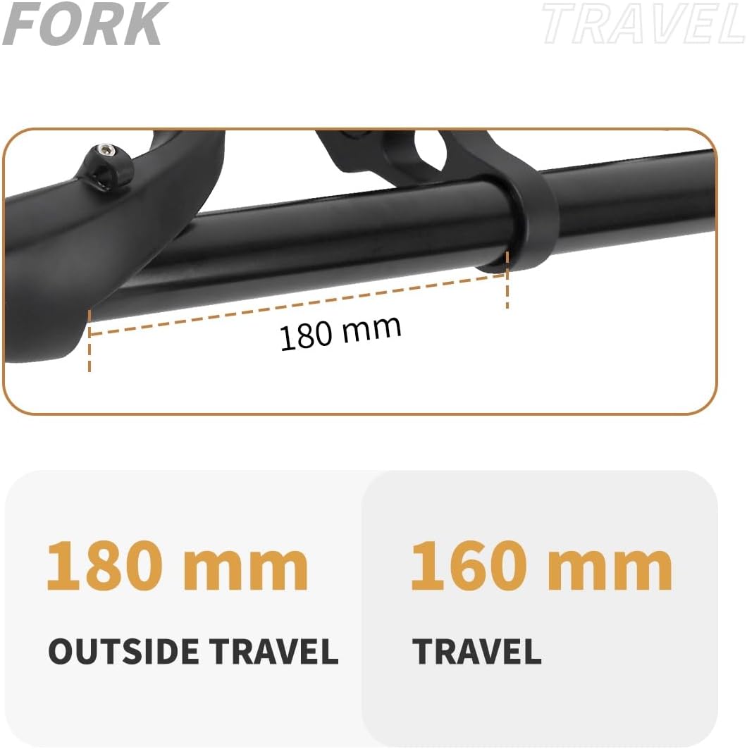 26 Inch Fat Bike Fork 4.0 Tire Disc Brake 160mm Travel E-Bike Air Suspension Fork 9 * 135mm QR 1-1/8" Straight Downhill Mountain Bike Front Fork Rebound Adjust Manual Lockout(Black)
