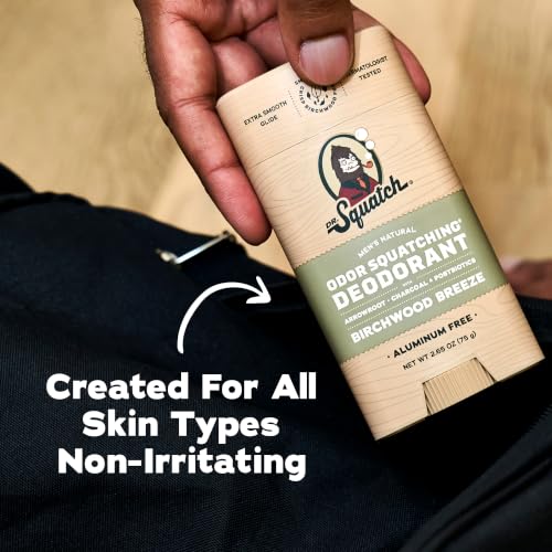 Dr. Squatch Natural Men’s Deodorant, Aluminum Free Deodorant Men (3-Pack) | Natural Deodorant Men, Made with Charcoal & Postbiotics, 72-Hour Odor Protection (Birchwood Breeze) - image 6