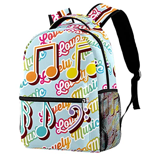 Sac à dos voyage musique avec porte-bouteille ergonomique et imprimé coloré