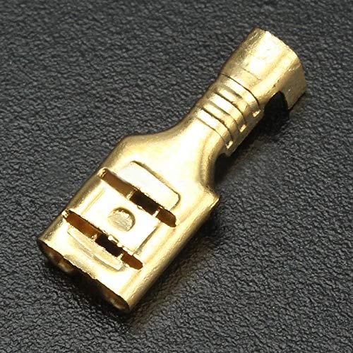 200 pcs Electrical Insulating Sleeve Wire Wrap Connector Gold Female Spade Crimp Terminal 22 to 16 AWG 4.8mm