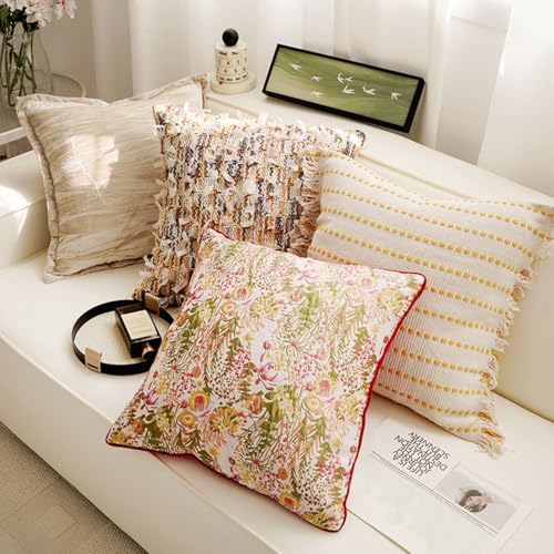 Housse de coussin crème 45x45 avec garnissage style antique - 7