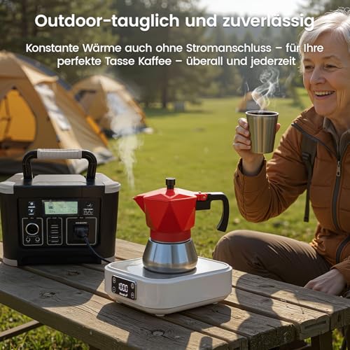 Mini Induktionskochplatte, 1000W Mini induktionskochfeld 1 Platte, Induktionsplatte mit 7 Leistungsstufen, 200W-1000Watt Elektrisch Kochplatte Induktion for Campinganhänger, Camping AJ350 (18F)