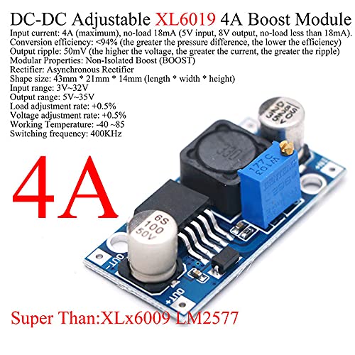 4PCS XL6019 DC-DC Boost Converter Module - 3A, Adjustable 3-35V Input To 5-40V Output
