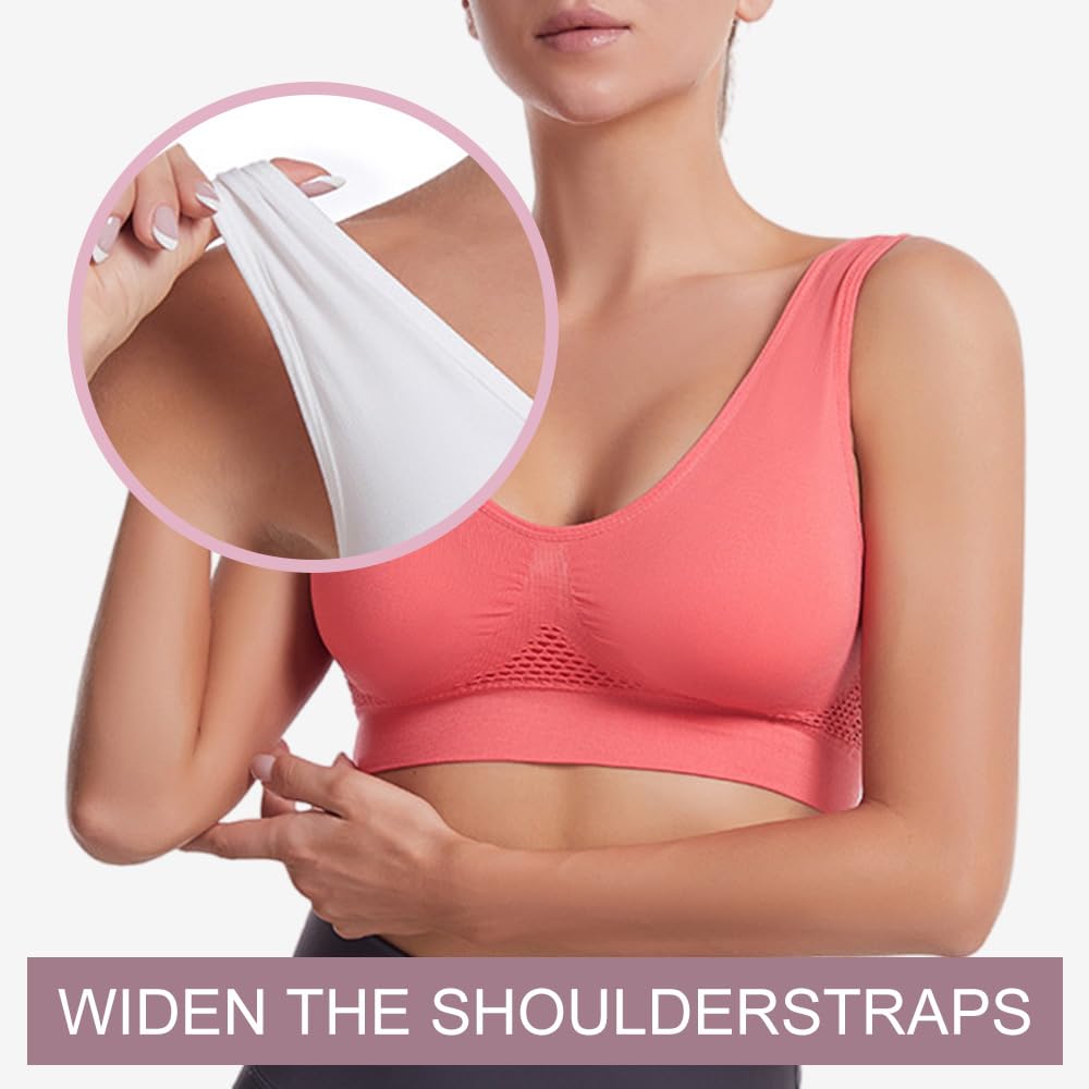 Reggiseno sportivo traspirante con rete senza fili, per donne, morbido e anti-cedimento
