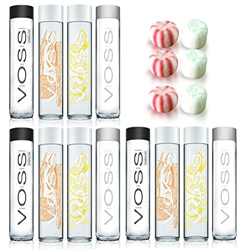 Voss Artesian Sparkling Water ,Flavored Water and Still water 375 ml Variety 12 pack including Jummybo custom mints