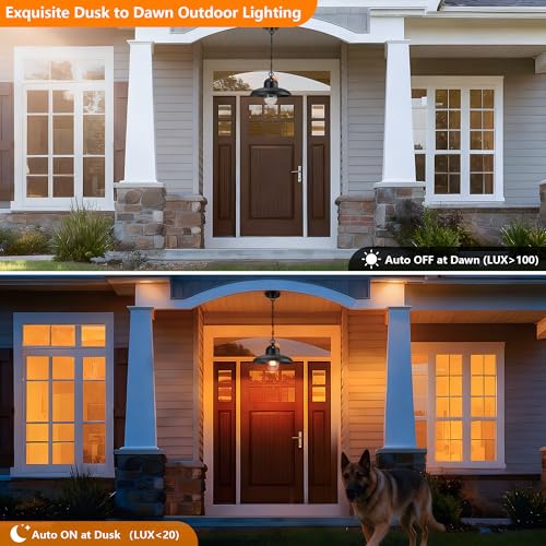 Image of Solar Outdoor Pendant Lights with Adjustable Chain and Bubble Glass | Max 59 inch Adjustable, Die-cast Aluminum, Dusk to Dawn, Waterproof, Rust-resistant, Fits Sloped Ceilings, Hardwired, E26 Base