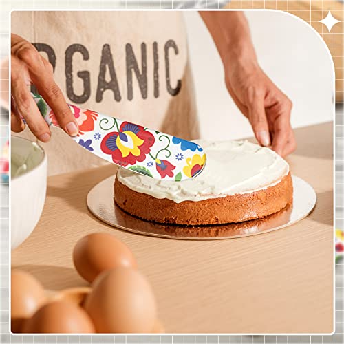 Eaasty 6 Pieces Butter Spreader 6 Inch Plastic Butter Knife Colorful Cheese Knife Spreader Christmas Kitchen Gifts for Cream Cheese, Sandwich(Floral Style)