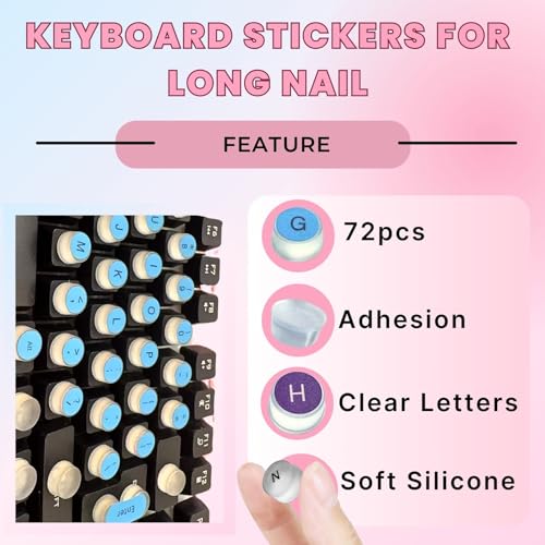 Pegatinas de teclado elevadas de silicona 72 pcs rosa miniatura 3