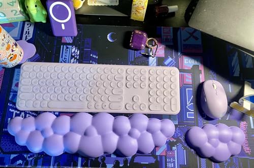Image of JIKIOU Upgrade Leather Cloud Wrist Rest for Keyboard and Mouse & Cup Pad | Wish Gift-Cute Cloud Shape, Comfortable and don't Irritate to Skin, Non-Slip PU Base,Soft Memory Foam filled for Pain Relief