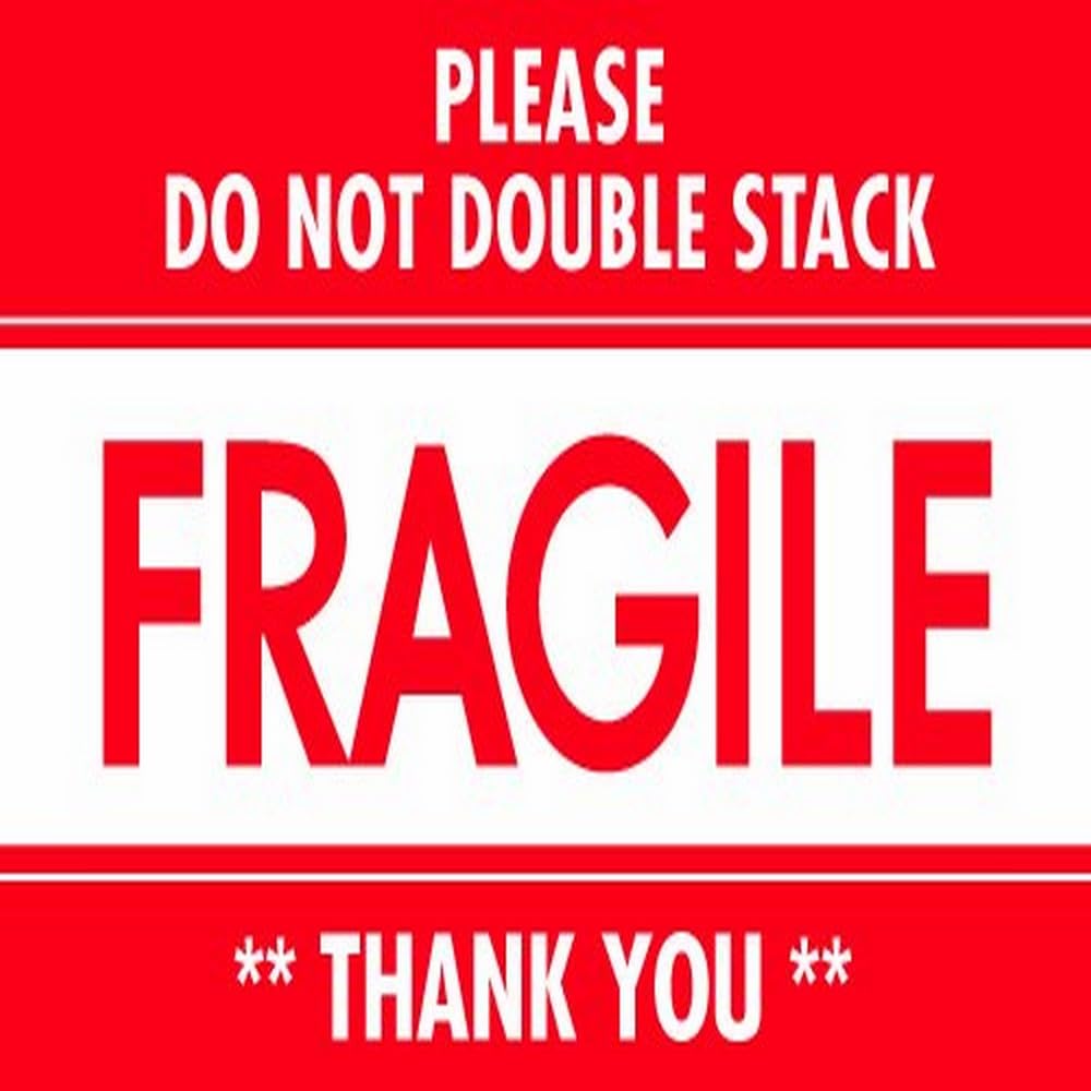 Aviditi Tape Logic 3" x 5","Fragile Do Not Double Stack" Red/White Warning Sticker, for Shipping, Handling, Packing, and Moving (1 Roll of 500 Labels)