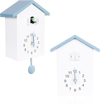 KEYPOWER Cuckoo Clock Cuckoo Wall Clock,Cuckoo Bird Voices Call, Design Clock Pendulum, with Timed Alarm Clock,Bird House, Wall Art Home Living Room Kitchen Office Decoration 4.Gray