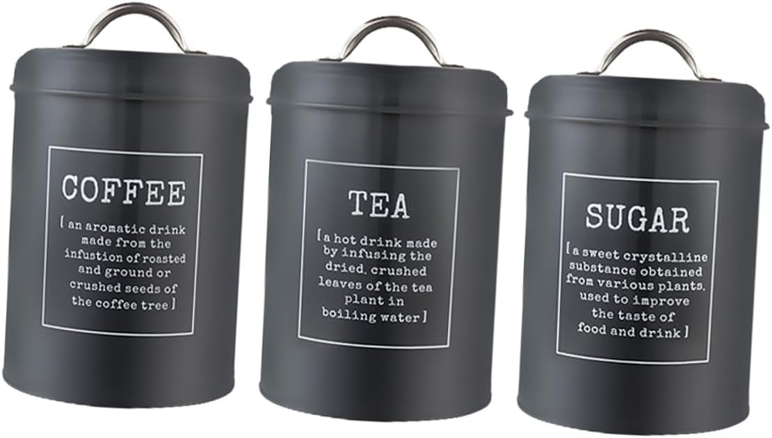 3Pcs Nordic Style Iron Storage Jars for Tea Leaves with Large Capacity