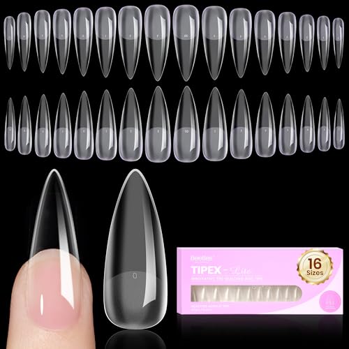 Beetles Tipex Lite Instant Apex Nail Tips Long Stiletto No Builder Gel Needed 16 Sizes 00-14 for DIY Salon-look Extensions