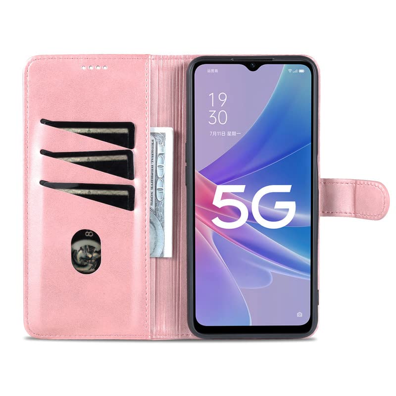 GAPlus Custodia A Portafoglio In Pelle Per OPPO A58 5G / A78 5G | Con Chiusura Magnetica, Supporto E Porta Carte, Nero