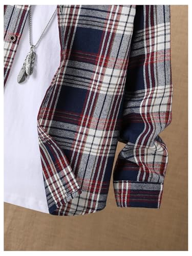 WDIRARA Boy's Plaid Shirt Jacket Button Down Long Sleeve Collar Outerwear4