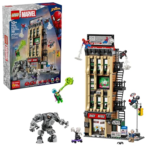 LEGO Marvel Spider-Man vs. Mysterio: The Daily Bugle Building Toy - Pretend Play Set with 7 Minifigures & Rhino Mech - Super Hero Toy for Boys &...